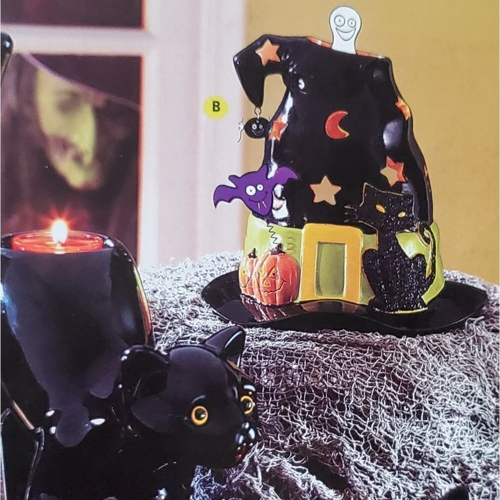 💜Partylite Black Whimsical Witch Hat Tealight Candle Holder - Picture 3 of 10